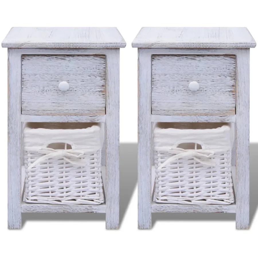 Table de chevet 2 pcs Bois Blanc - 3