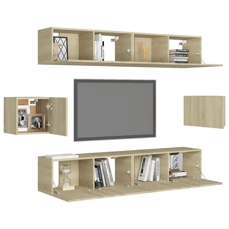 Ensemble de meubles TV 6 pcs Chêne sonoma Bois d'ingénierie - 3