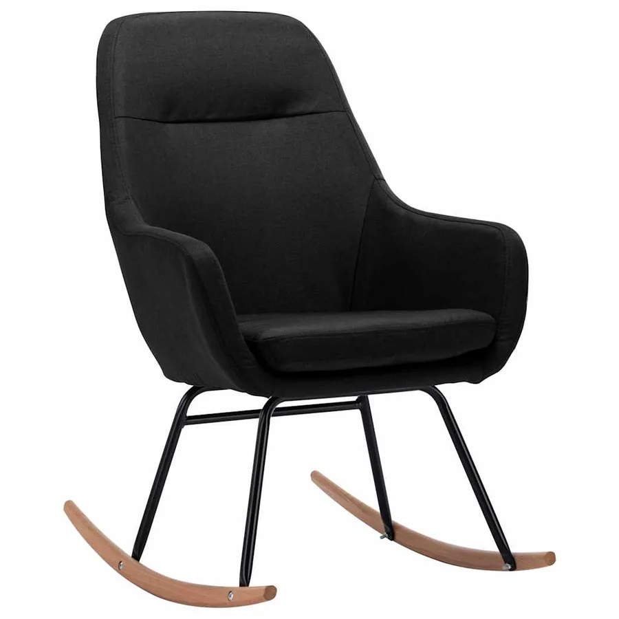 Chaise à bascule Noir Tissu - 2