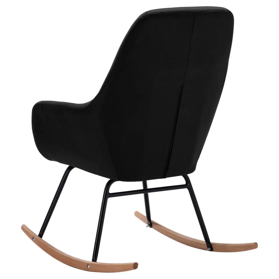 Chaise à bascule Noir Tissu - 5