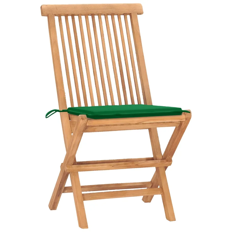 Ensemble à manger d'extérieur pliable avec coussin 3 pcs Teck - 2