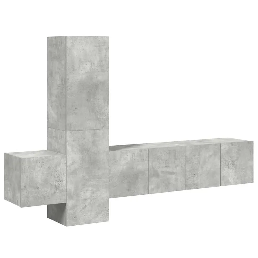 Ensemble de meubles TV 5 pcs Gris béton Bois d'ingénierie - 2