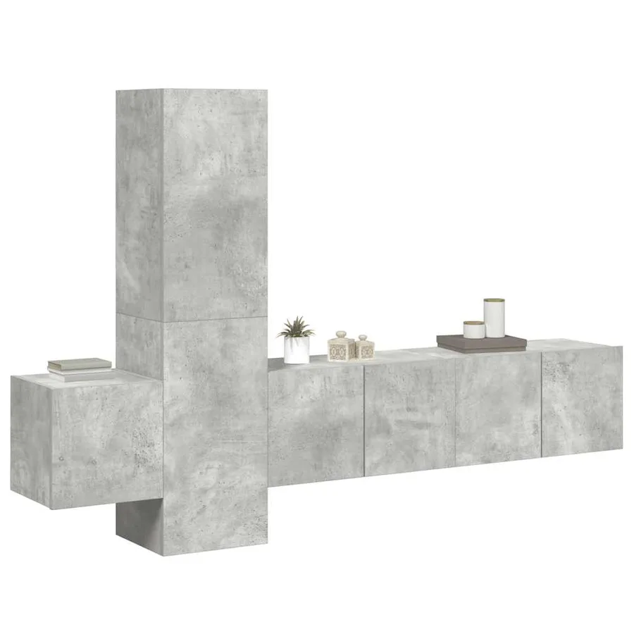 Ensemble de meubles TV 5 pcs Gris béton Bois d'ingénierie - 3