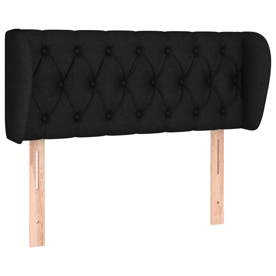 Tête de lit avec oreilles Noir 93x23x78/88 cm Tissu - 2