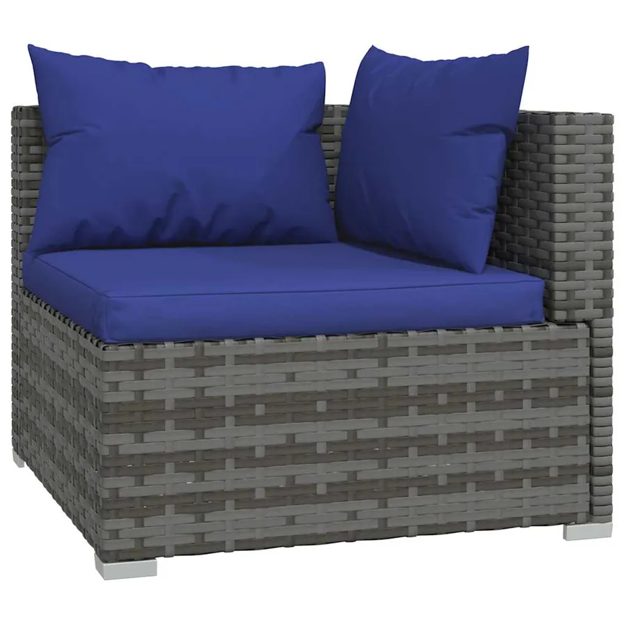 Salon de jardin 4 pcs avec coussins résine tressée gris - 4