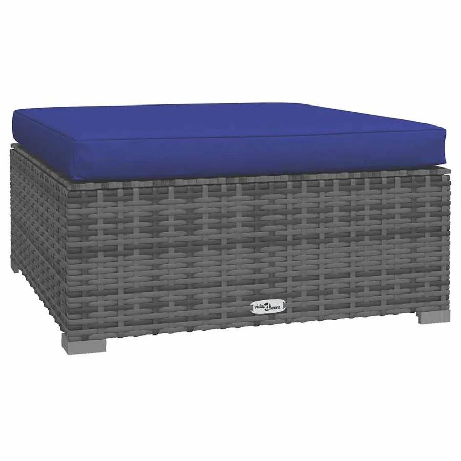 Salon de jardin 4 pcs avec coussins résine tressée gris - 5