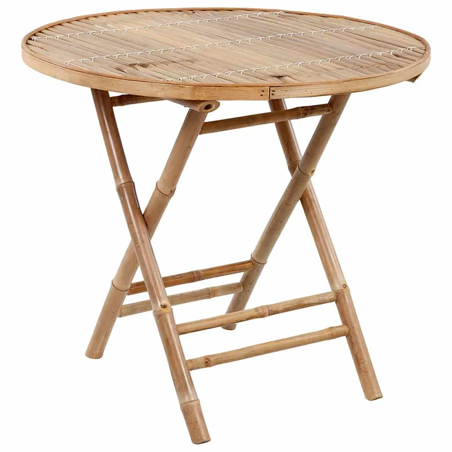 Mobilier à dîner d'extérieur pliable 5 pcs avec coussins bambou - 11