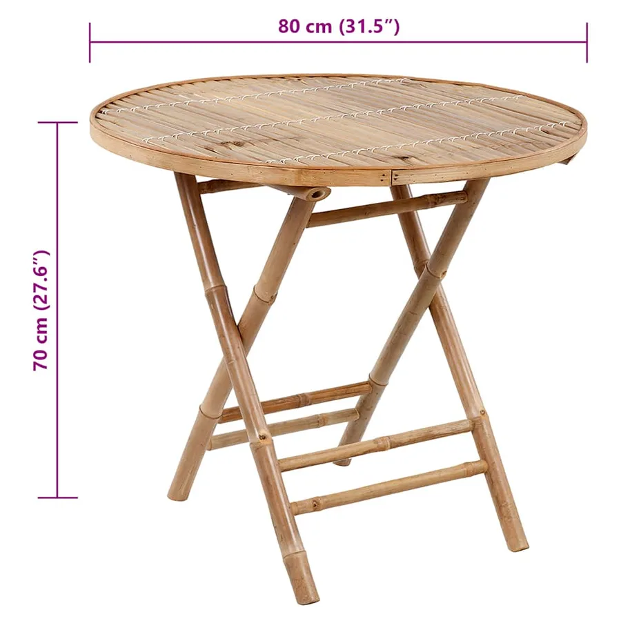 Mobilier à dîner d'extérieur pliable 5 pcs avec coussins bambou - 13