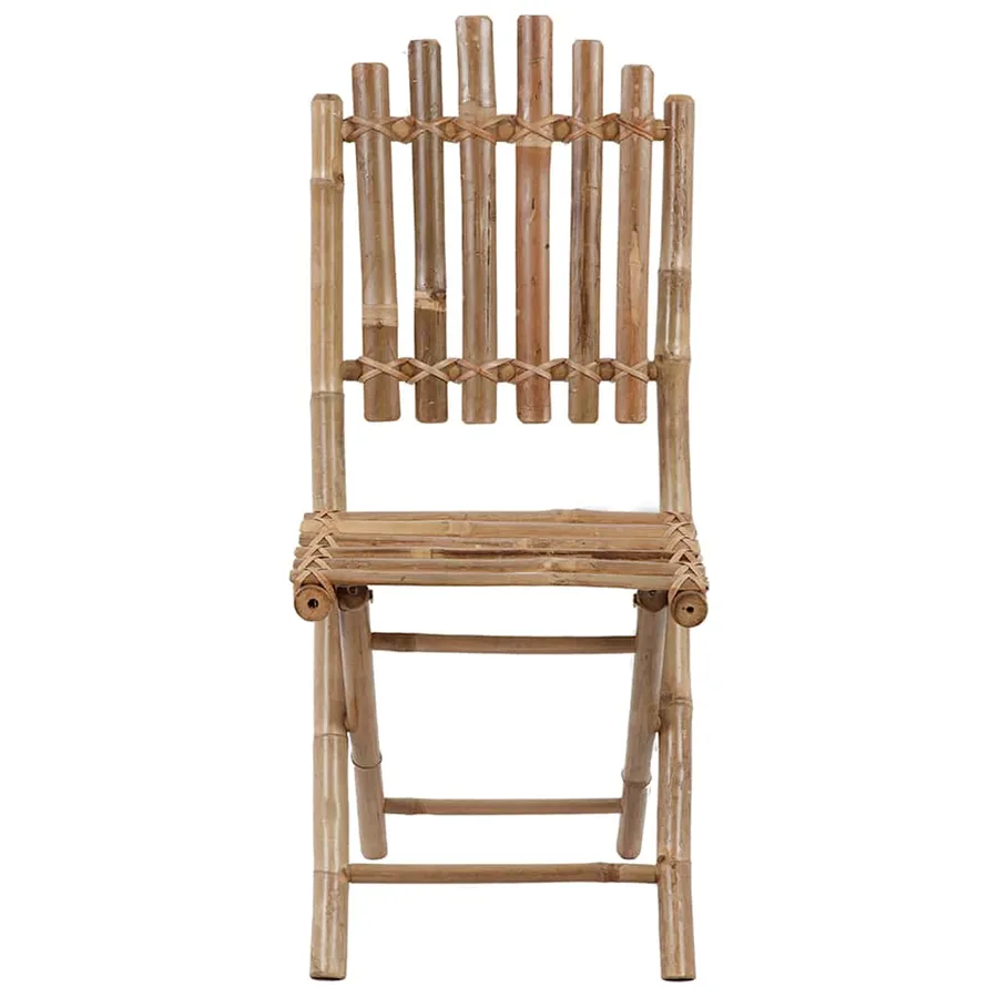 Mobilier à dîner d'extérieur pliable 5 pcs avec coussins bambou - 5