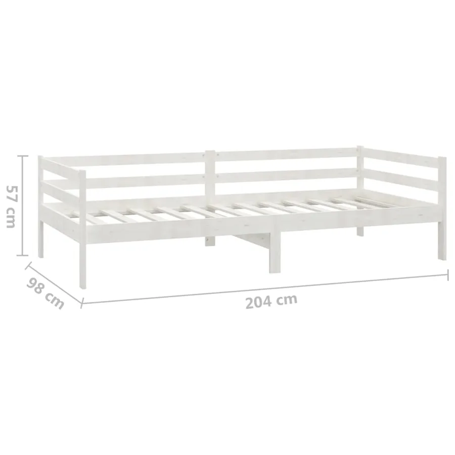 Lit de repos avec matelas 90x200 cm Blanc Bois de pin massif - 10