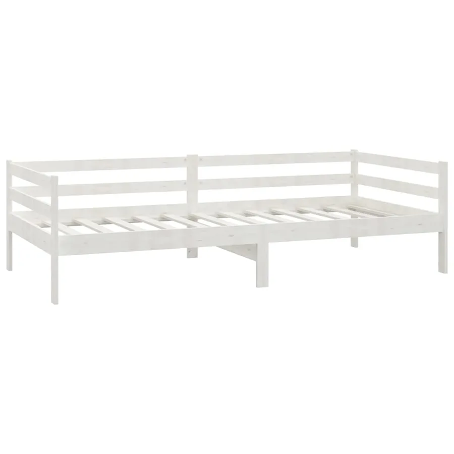 Lit de repos avec matelas 90x200 cm Blanc Bois de pin massif - 5