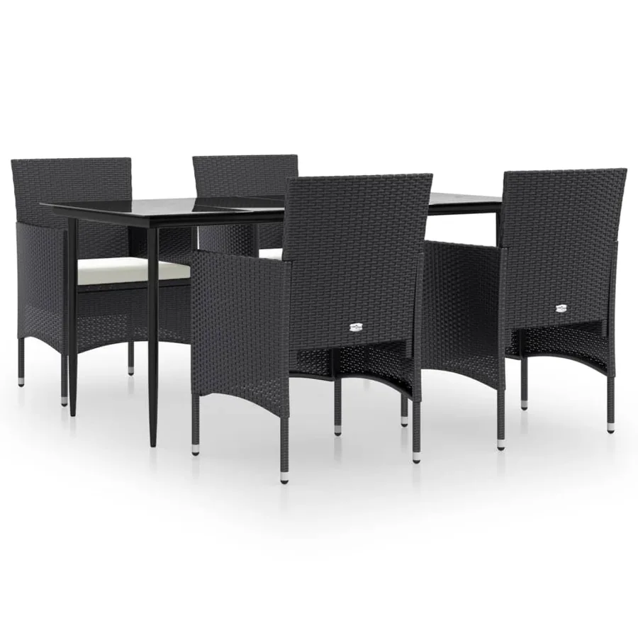 Ensemble à manger de jardin avec coussins 5 pcs Noir - 2
