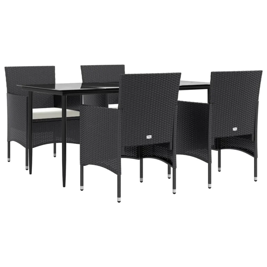 Ensemble à manger de jardin avec coussins 5 pcs Noir - 3