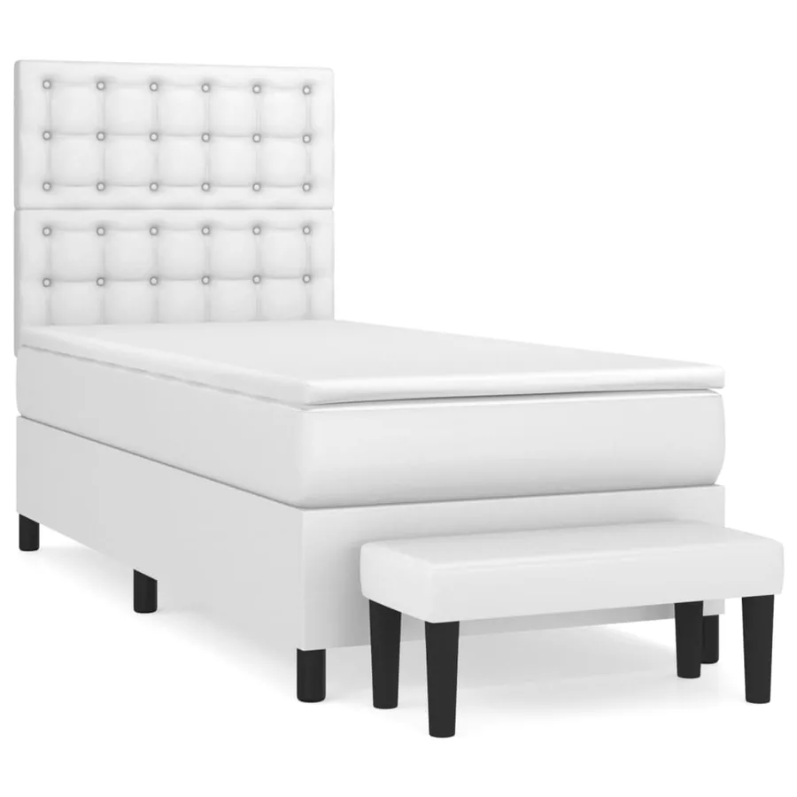 Sommier à lattes de lit avec matelas Blanc 80x200 cm Similicuir - 2
