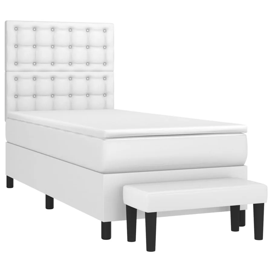 Sommier à lattes de lit avec matelas Blanc 80x200 cm Similicuir - 3