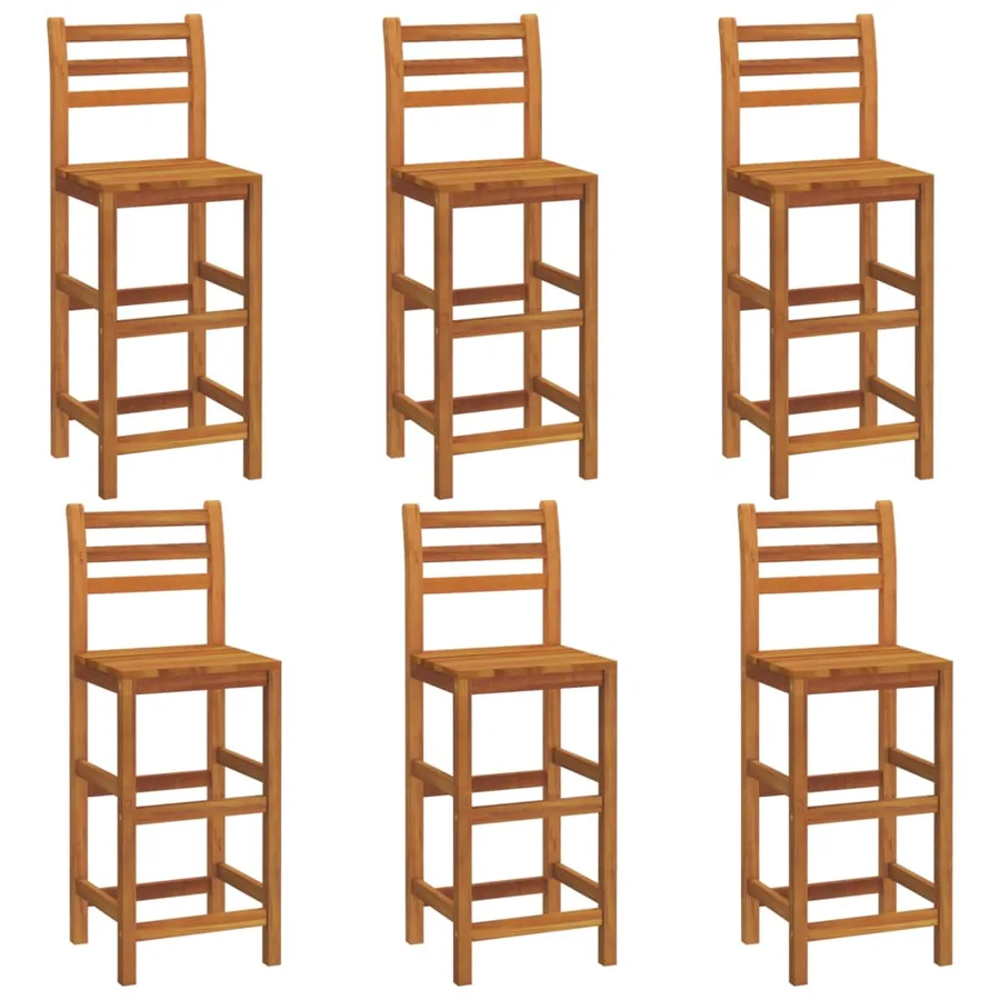 Tabourets de bar lot de 6 bois massif d'acacia - 2