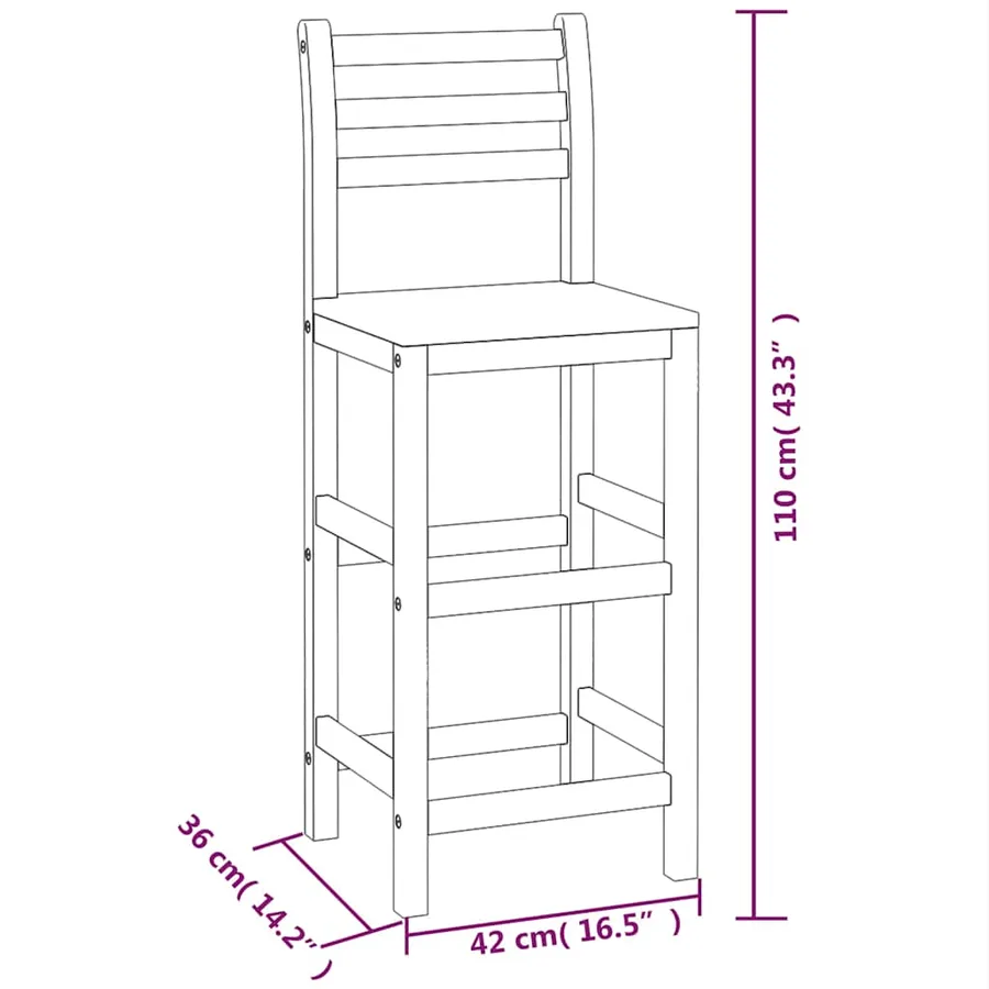 Tabourets de bar lot de 6 bois massif d'acacia - 5