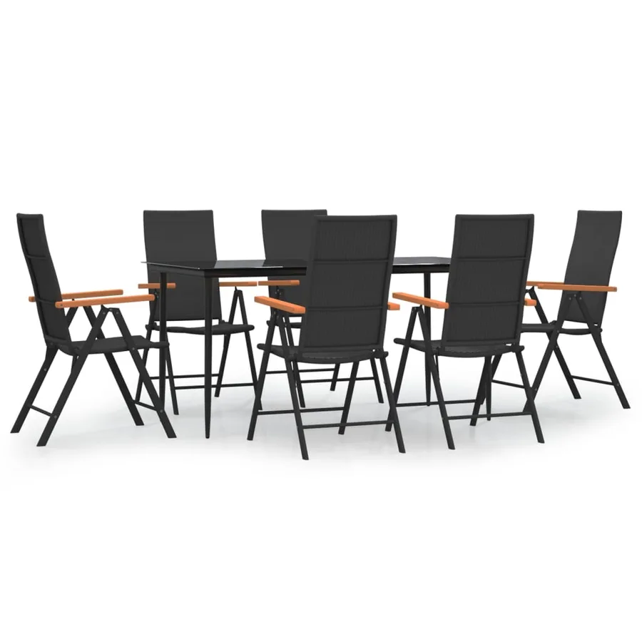 Ensemble à manger de jardin 7 pcs Noir et marron Résine tressée - 2