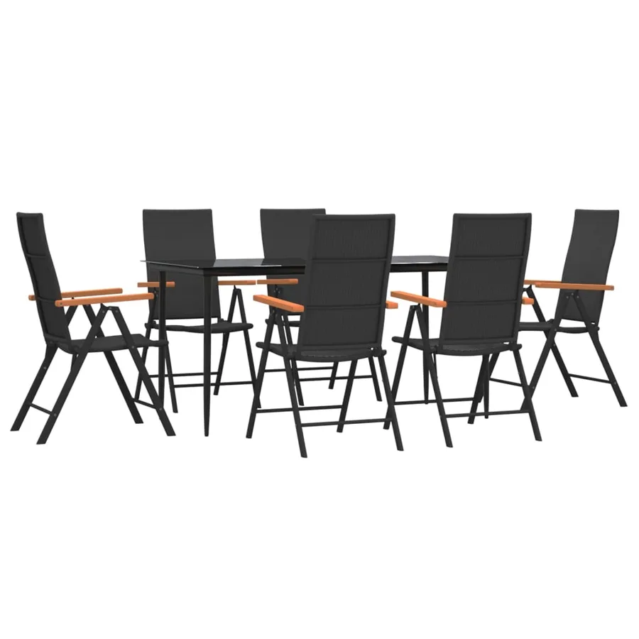 Ensemble à manger de jardin 7 pcs Noir et marron Résine tressée - 3