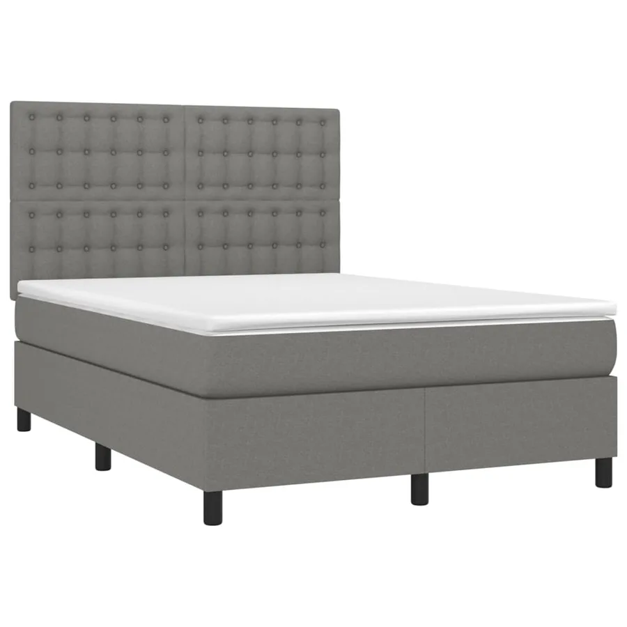 Sommier à lattes de lit et matelas et LED Gris foncé 140x200 cm - 3