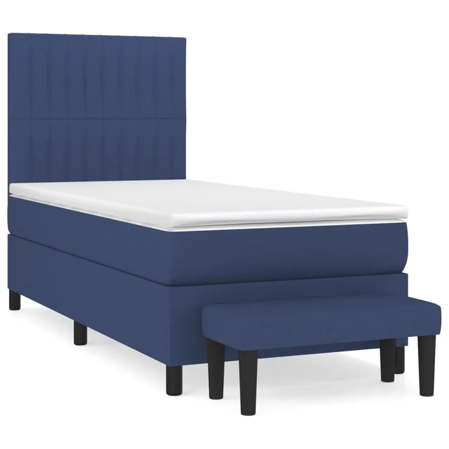 Sommier à lattes de lit avec matelas Bleu 90x200 cm Tissu - 2