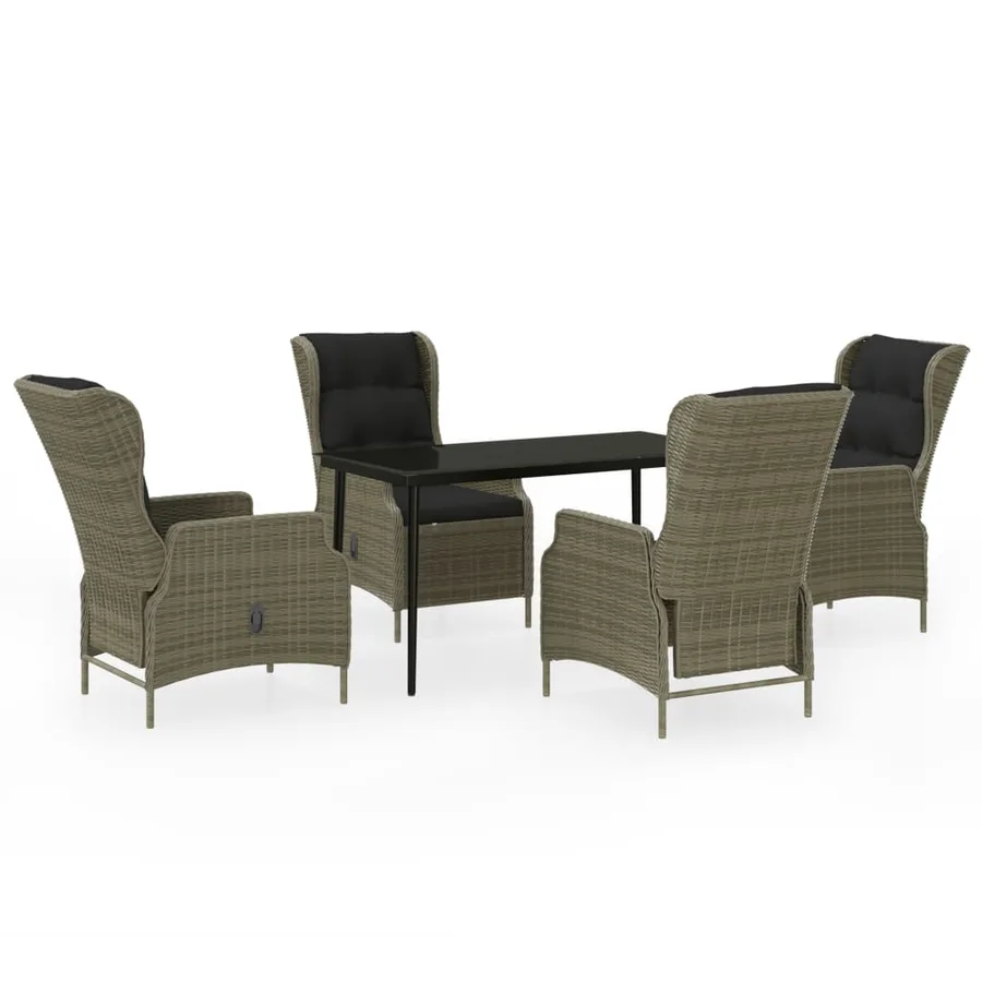 Ensemble à manger de jardin 5 pcs Marron - 2