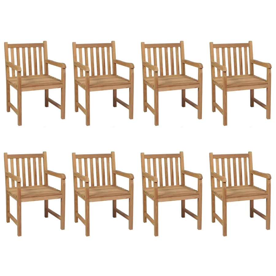 Chaises de jardin lot de 8 avec coussins vert vif Teck solide - 2