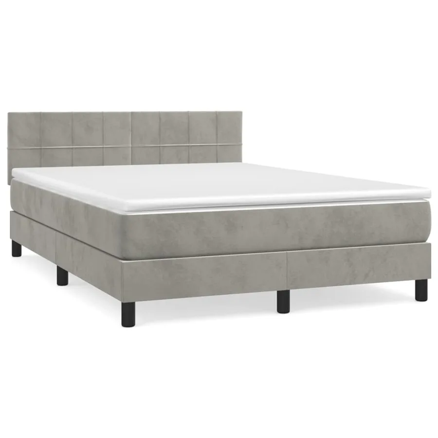 Sommier à lattes de lit et matelas Gris clair 140x190cm Velours - 2