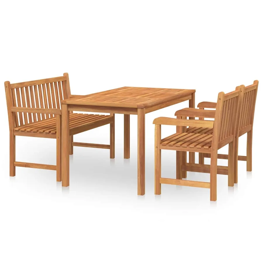 Ensemble à manger de jardin 4 pcs Bois de teck massif - 2