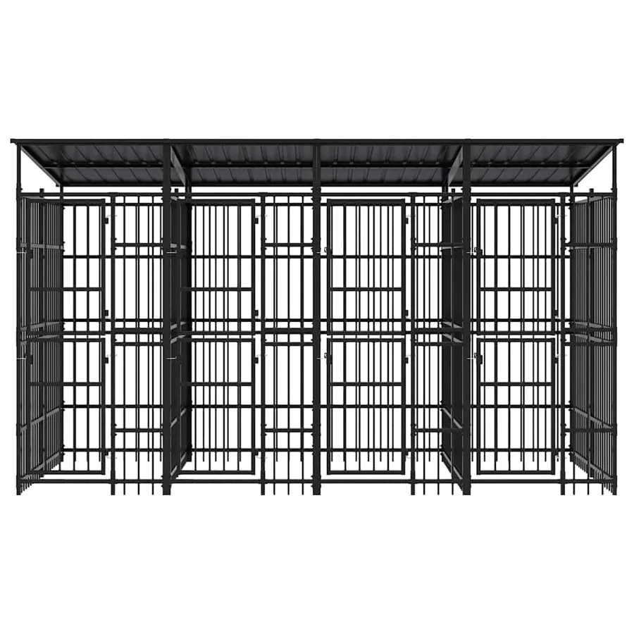 Chenil d'extérieur avec toit pour chiens Acier 7,37 m² - 5