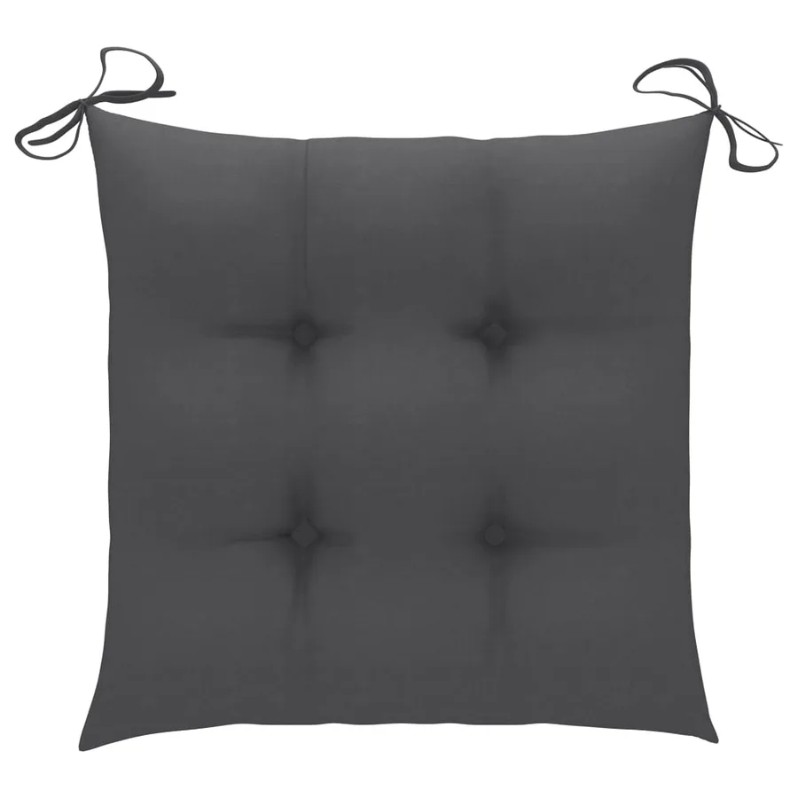Chaises de jardin lot de 8 avec coussins anthracite Teck solide - 9