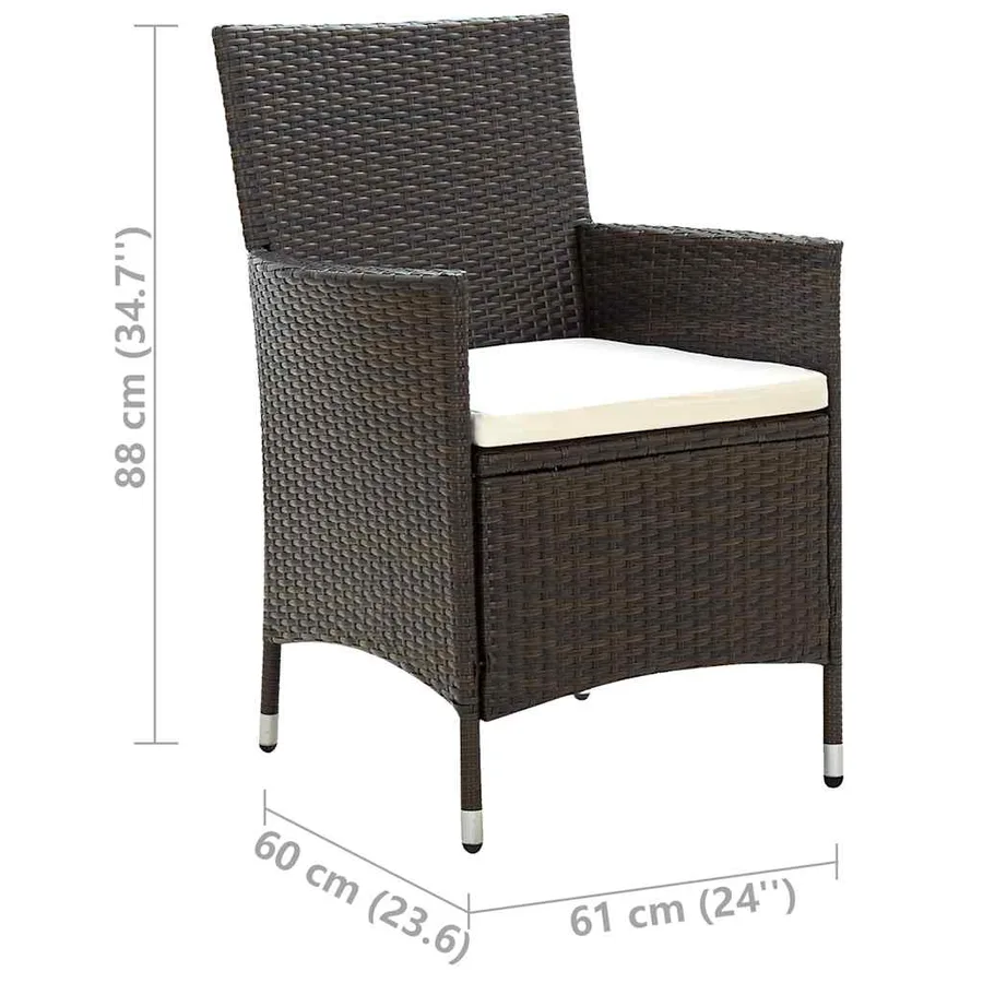 Ensemble à manger d'extérieur 5pcs avec coussins Résine tressée - 13