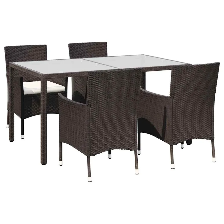 Ensemble à manger d'extérieur 5pcs avec coussins Résine tressée - 2