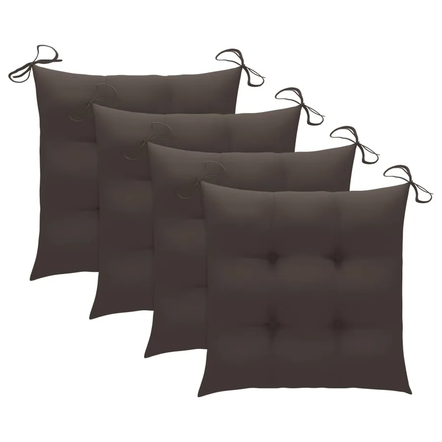 Chaises de jardin lot de 4 avec coussins anthracite Teck solide - 20