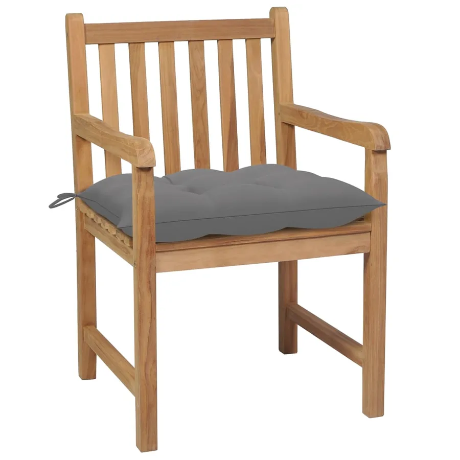 Chaises de jardin lot de 4 avec coussins anthracite Teck solide - 29