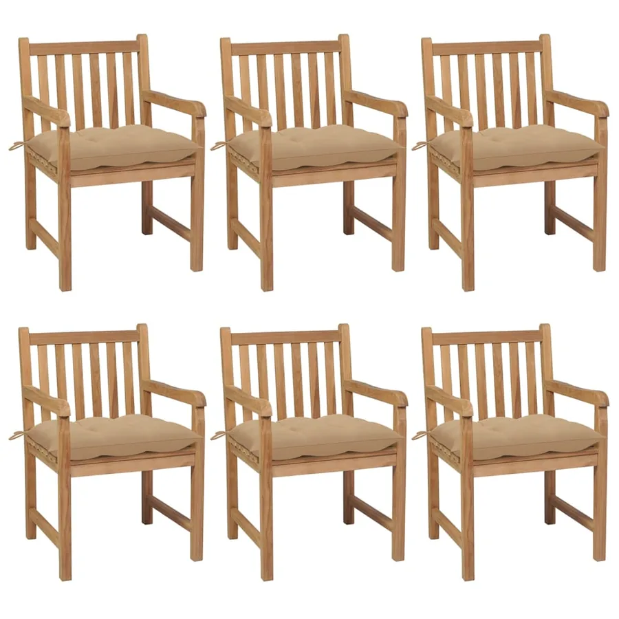 Chaises de jardin lot de 6 avec coussins anthracite Teck solide - 14