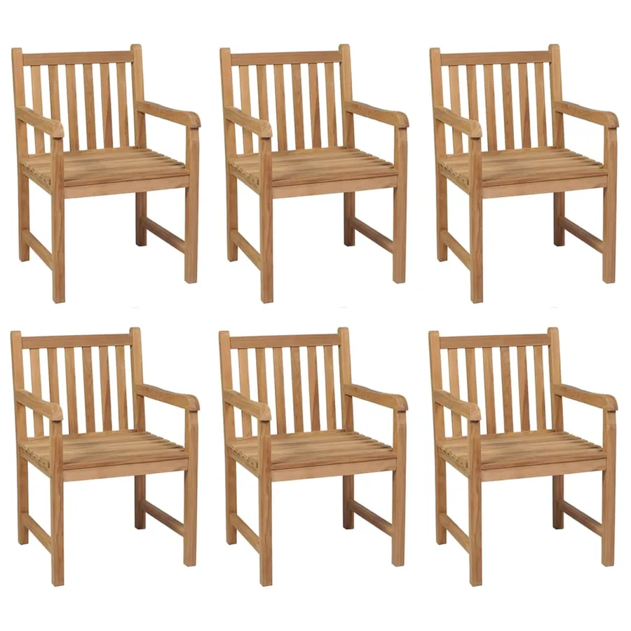 Chaises de jardin lot de 6 avec coussins anthracite Teck solide - 15