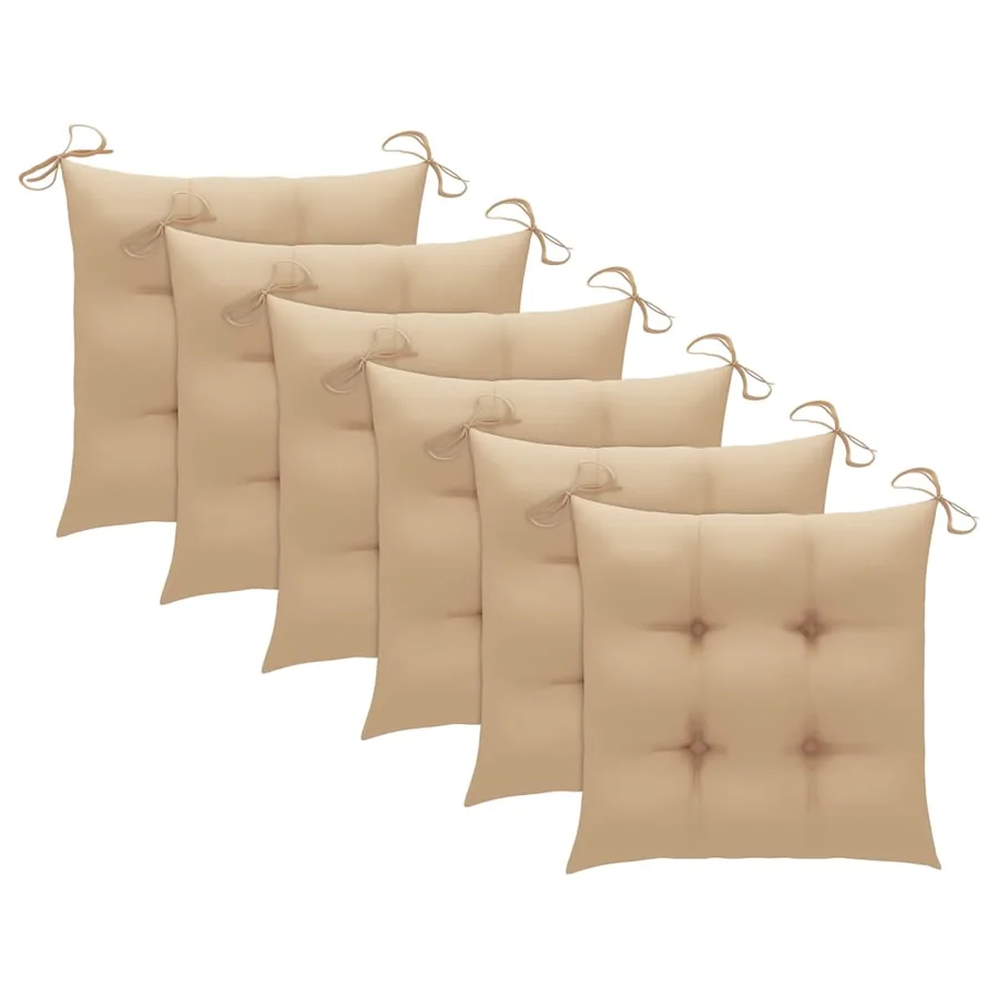 Chaises de jardin lot de 6 avec coussins anthracite Teck solide - 20