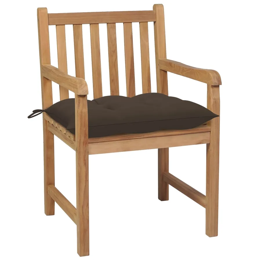 Chaises de jardin lot de 6 avec coussins anthracite Teck solide - 29
