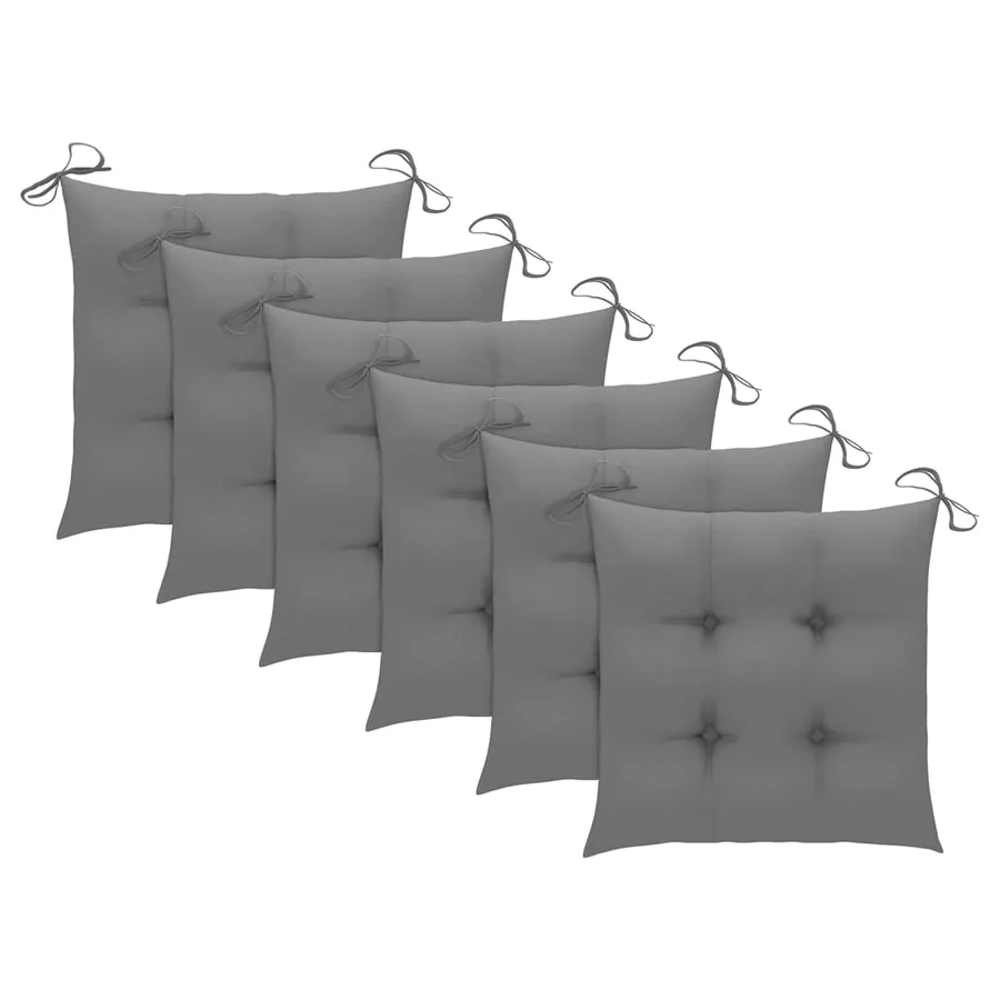 Chaises de jardin lot de 6 avec coussins anthracite Teck solide - 46