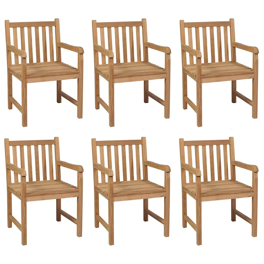 Chaises de jardin lot de 6 avec coussins anthracite Teck solide - 54