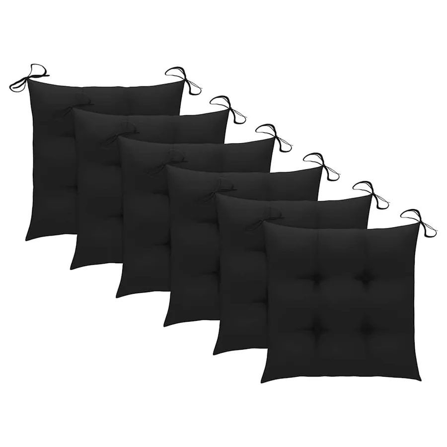 Chaises de jardin lot de 6 avec coussins anthracite Teck solide - 59