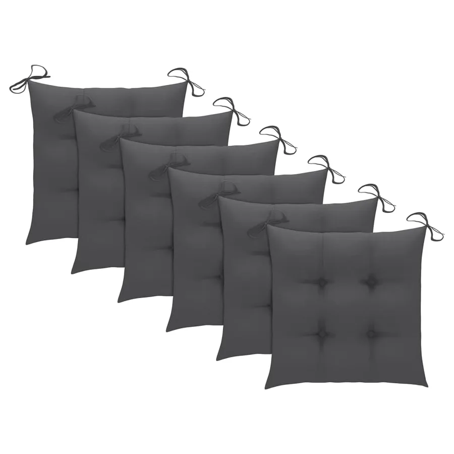 Chaises de jardin lot de 6 avec coussins anthracite Teck solide - 7
