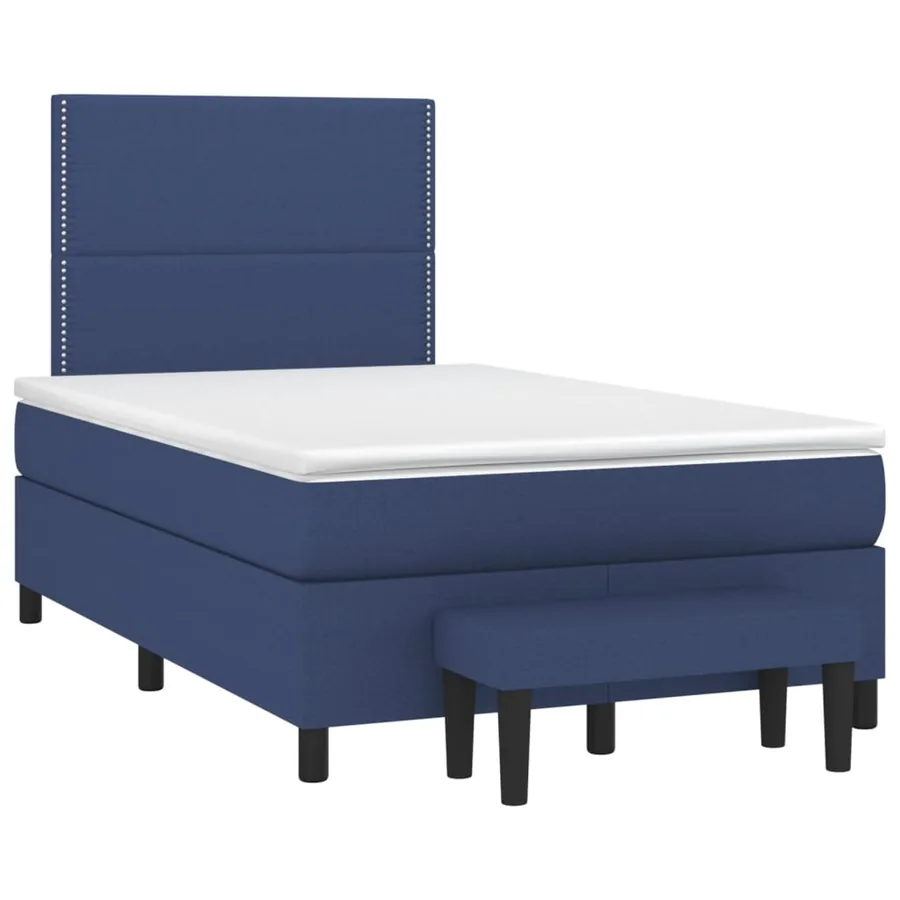 Sommier à lattes de lit avec matelas Bleu 120x200 cm Tissu - 3