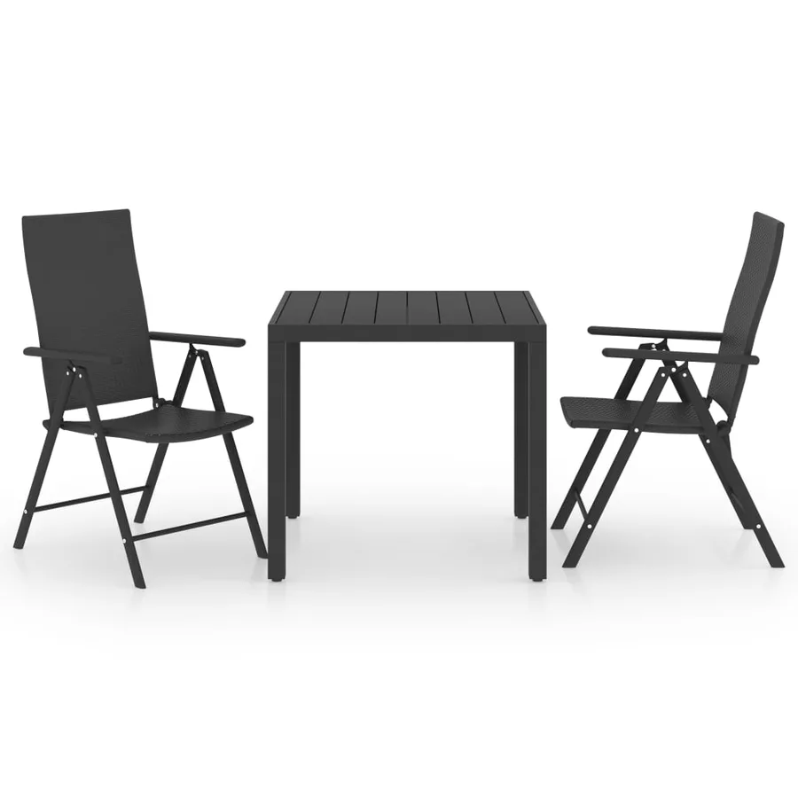 Ensemble à manger de jardin 3 pcs noir - 2