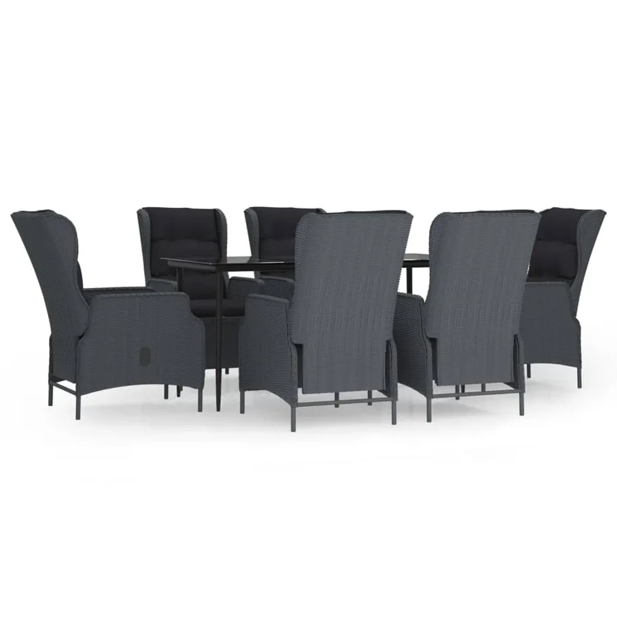 Ensemble à manger de jardin 7 pcs Gris foncé Résine tressée - 2