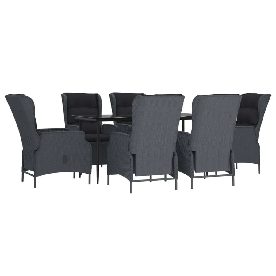 Ensemble à manger de jardin 7 pcs Gris foncé Résine tressée - 3