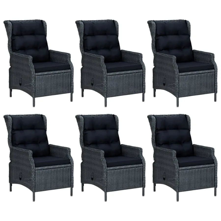 Ensemble à manger de jardin 7 pcs Gris foncé Résine tressée - 4