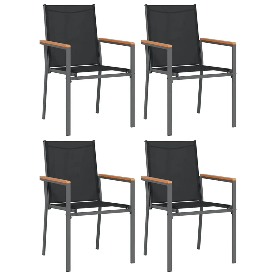 Ensemble à manger de jardin 5 pcs noir textilène et acier - 4
