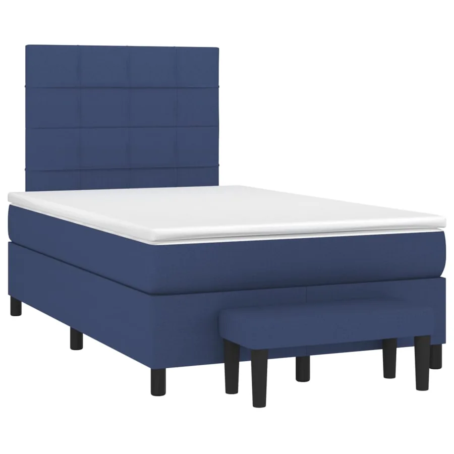 Sommier à lattes de lit avec matelas Bleu 120x200 cm Tissu - 3